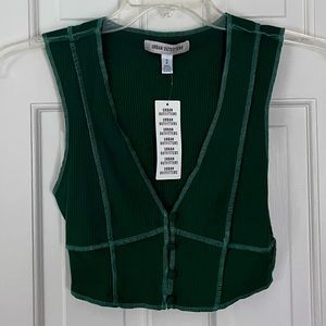NWT Urban Outfitters Green Corset-Style Crop Tank